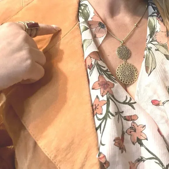 Sharon Young Orange Genuine Suede Western Cowgirl Jacket, size M - Picture 4 of 6